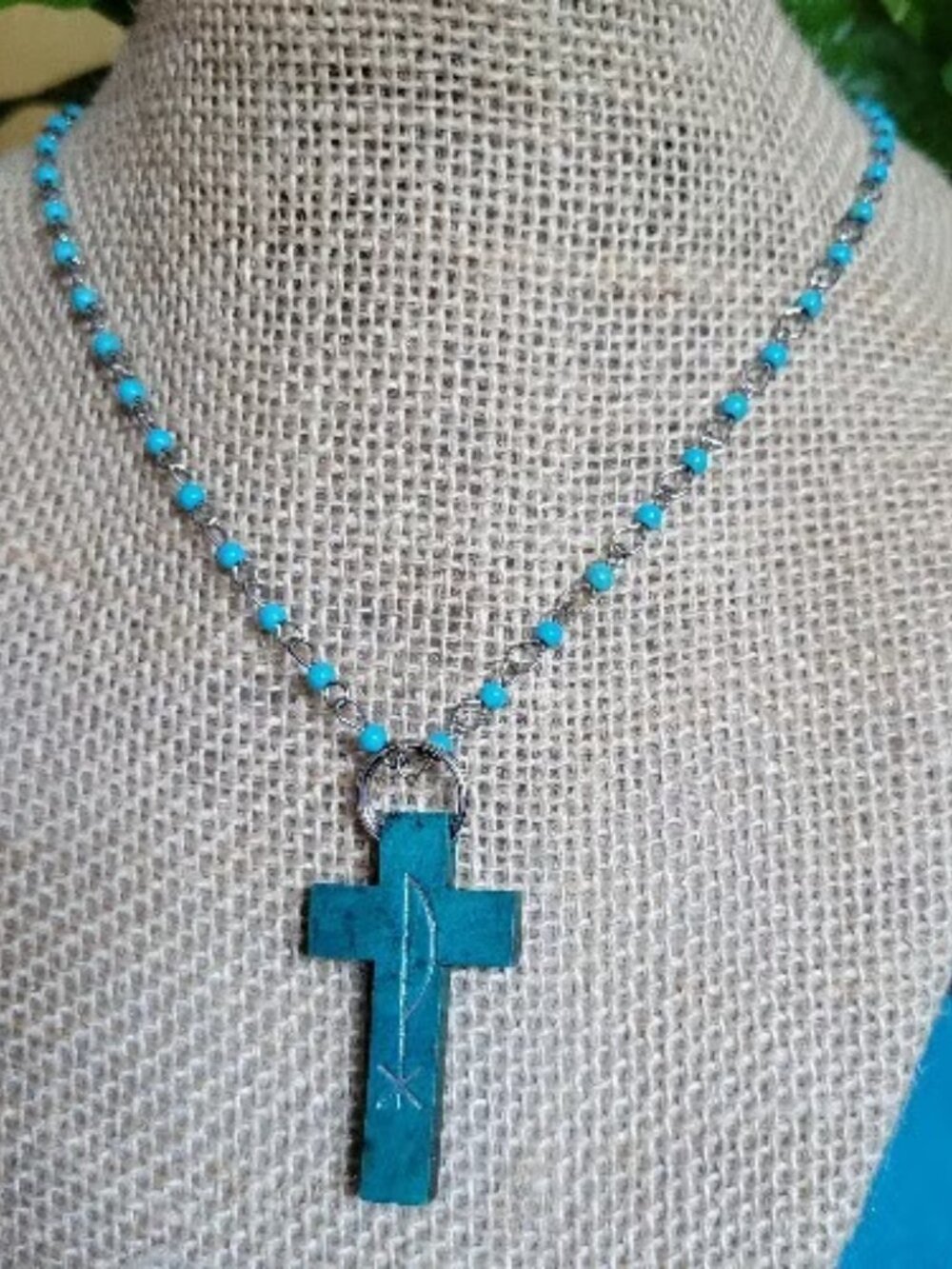 Elegant Turquoise, Silver, Gold Cross Necklaces